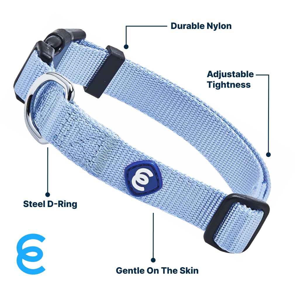 Blueberry Pet Essentials Dog Collar | Adjustable Girl Dog Collars For Medium Dogs | Chambray Blue Puppy Collar | Classic Nylon D